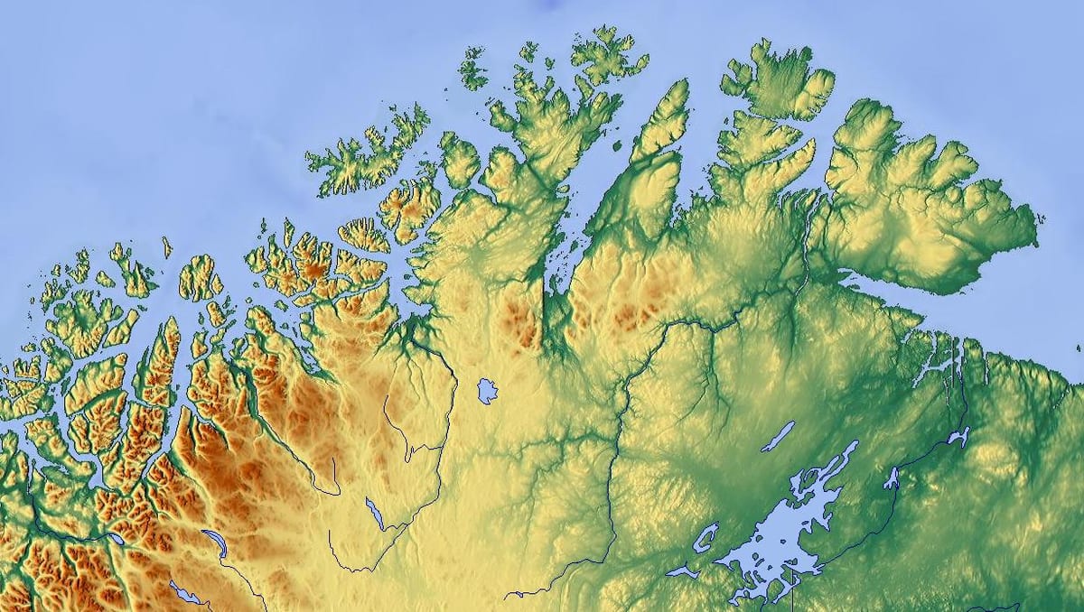 šiaurės Norvegijos žemėlapis