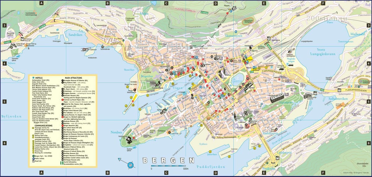 bergeno (Norvegija miesto žemėlapis