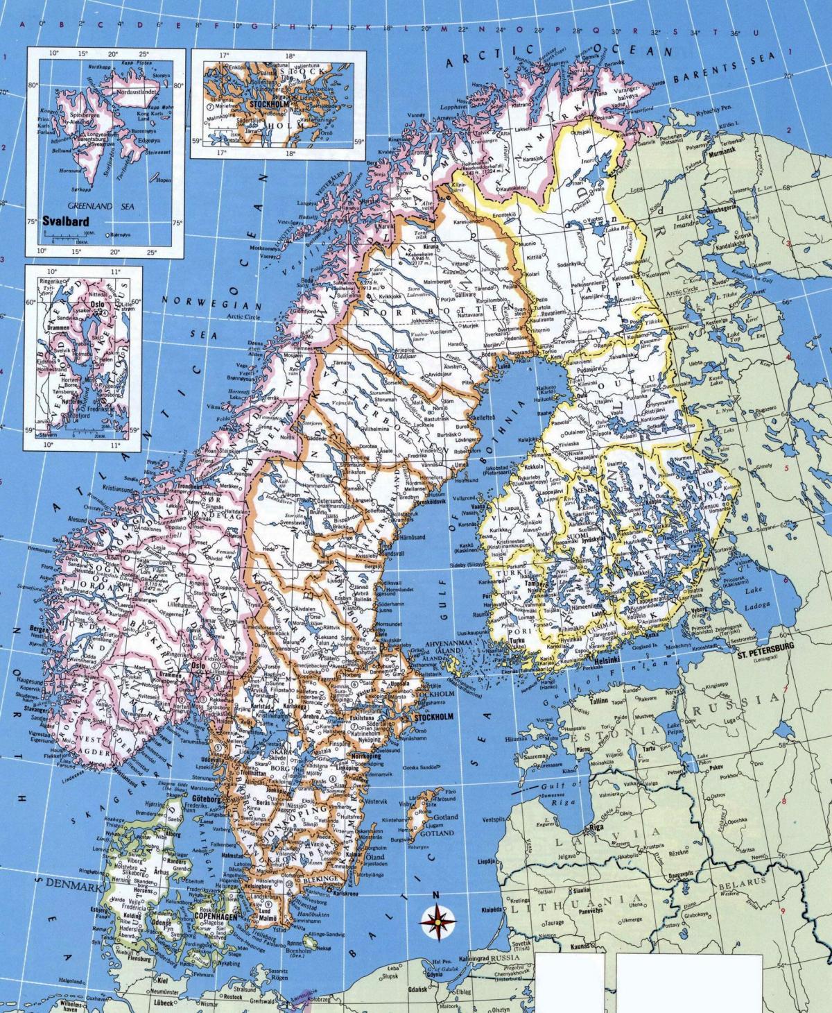 Žemėlapis detalus Norvegija