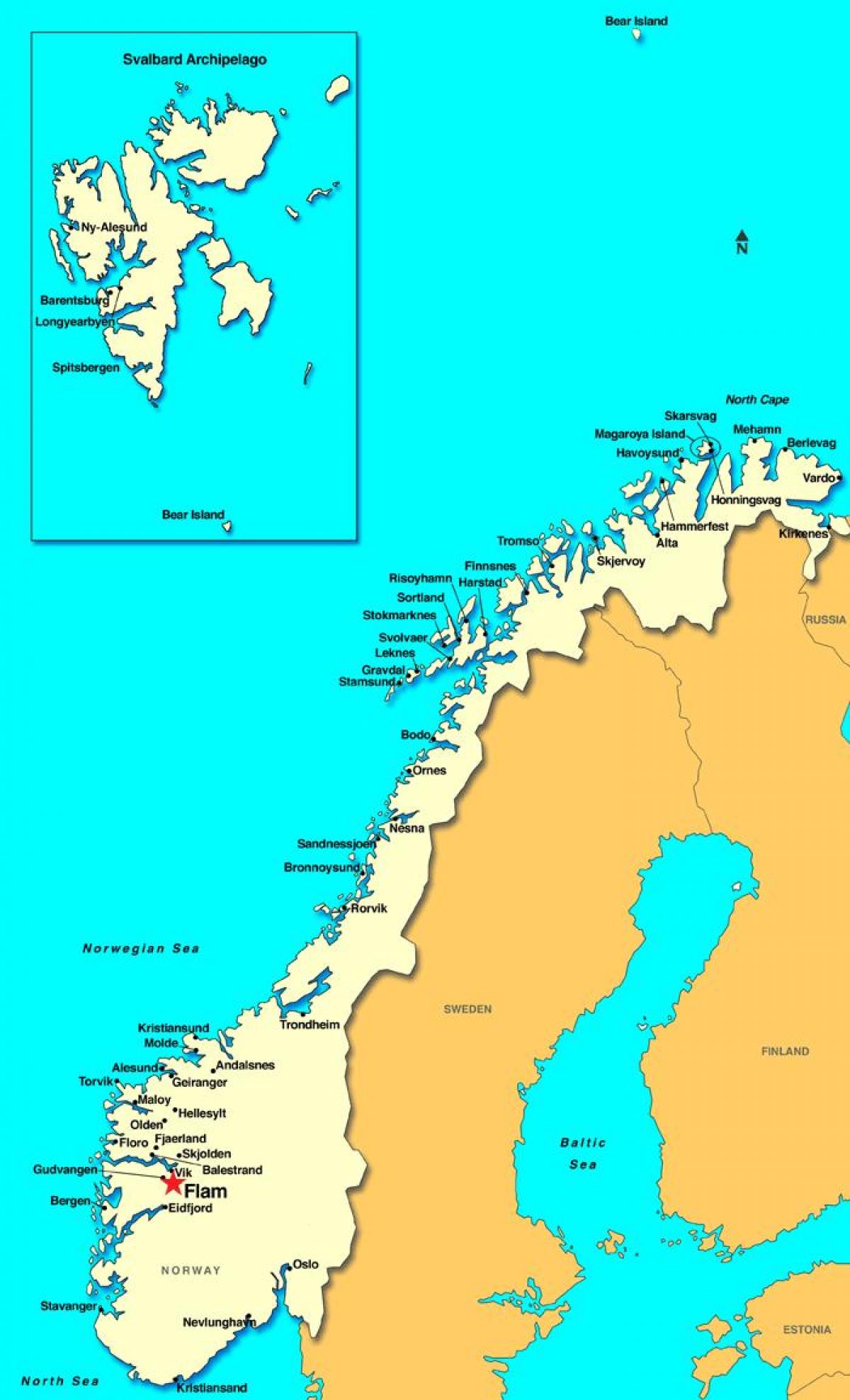 flam žemėlapis Norvegija