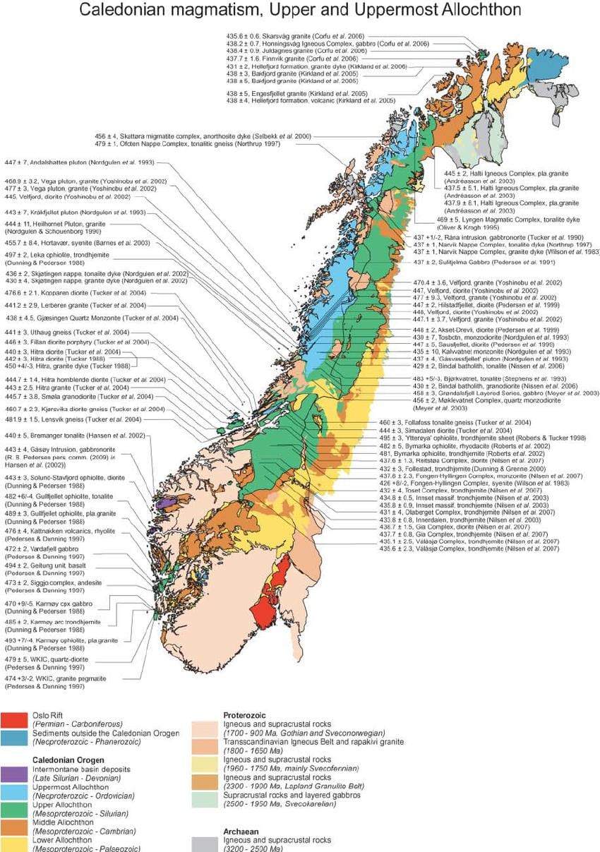 Žemėlapis geologinių Norvegija