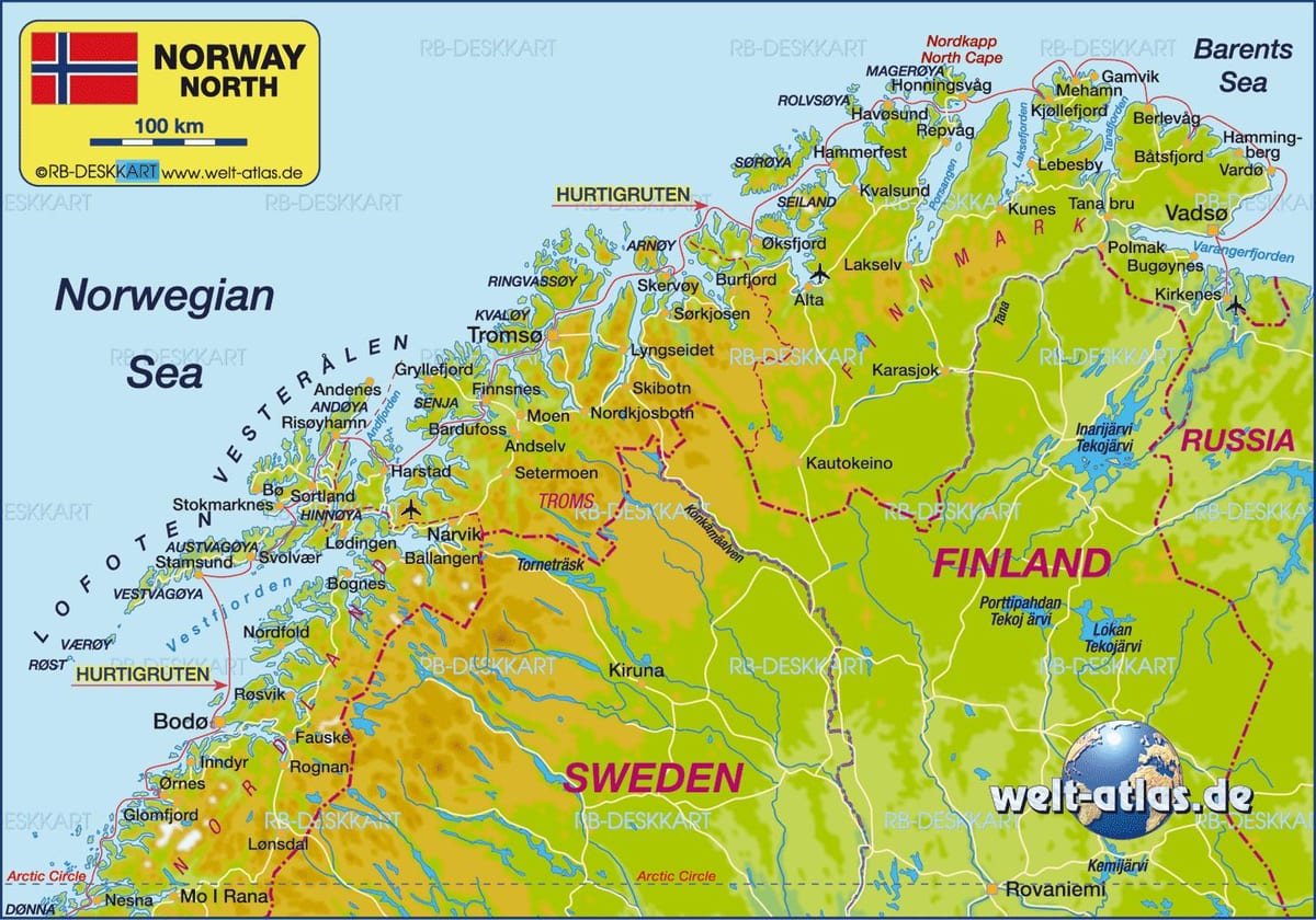Žemėlapis kirkenes Norvegija
