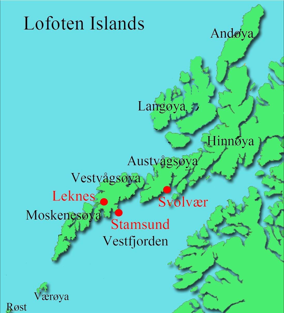 lofoteno Norvegijos žemėlapis