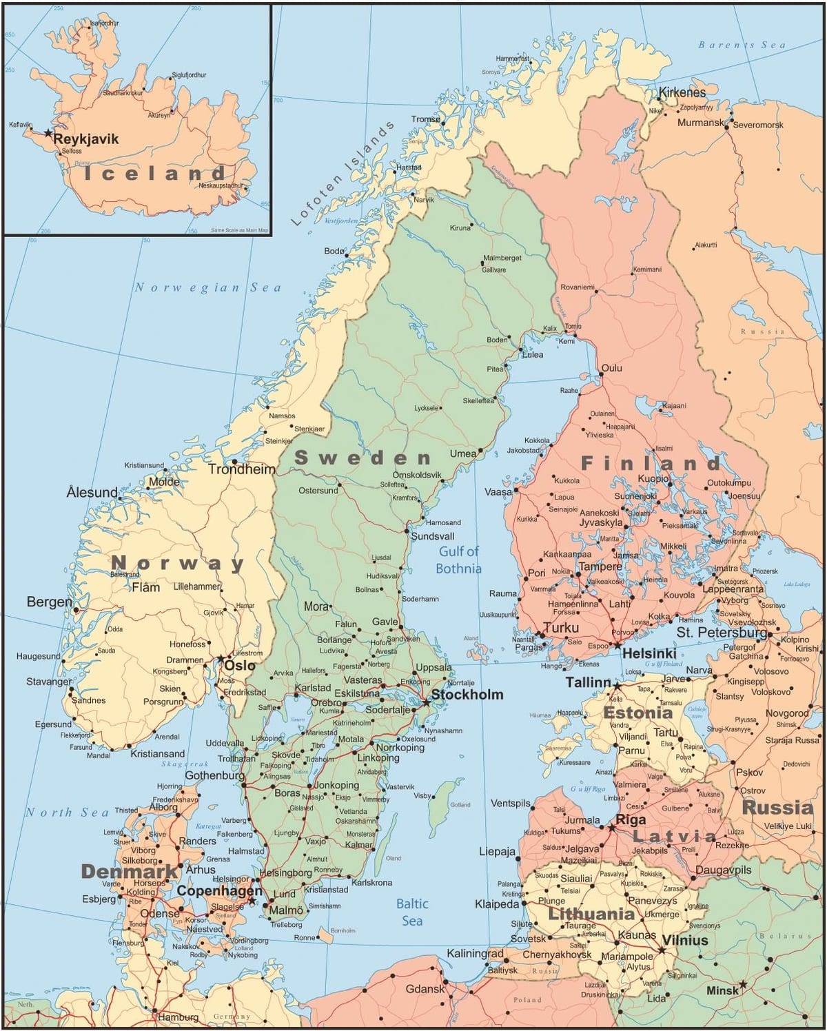 Žemėlapis Norvegija šalį