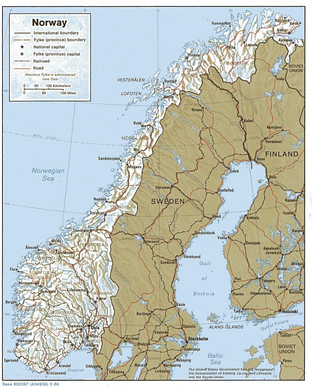geografinis žemėlapis iš Norvegijos