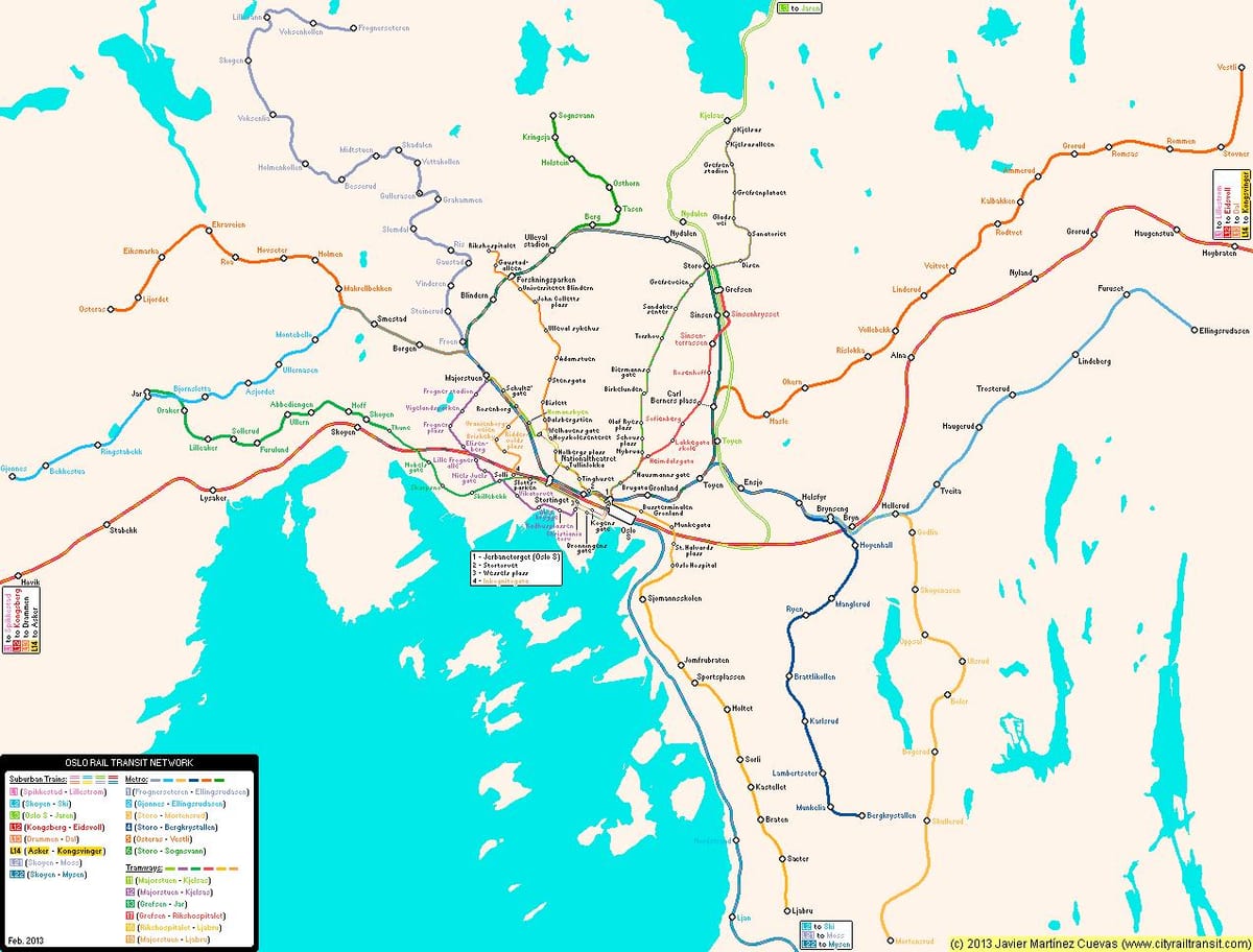 Žemėlapis metro Norvegija