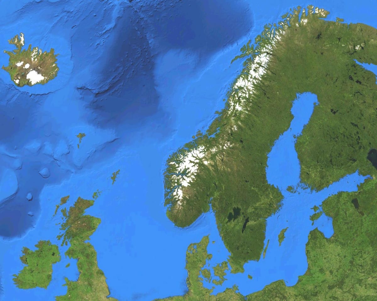 Žemėlapis Norvegija palydovinių