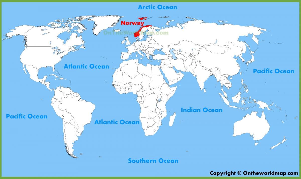 pasaulio žemėlapis, kuriame Norvegija
