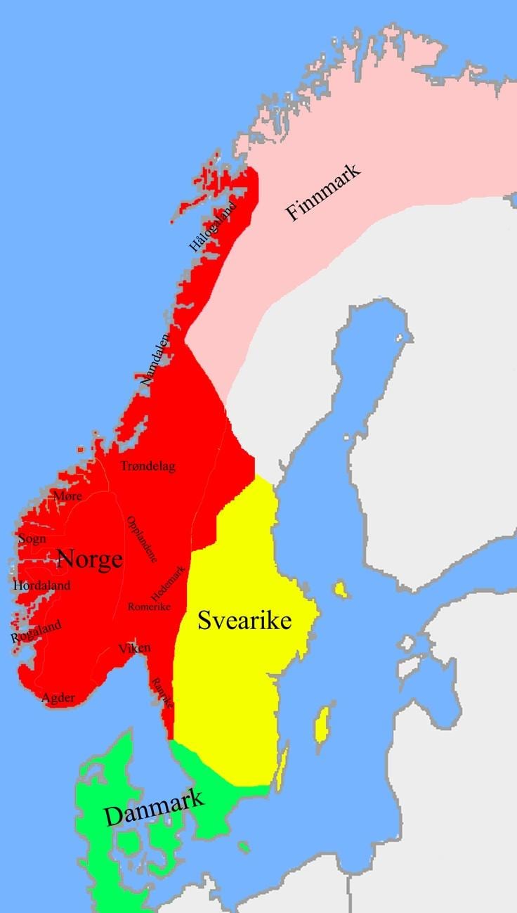 Žemėlapis Norvegija sienų