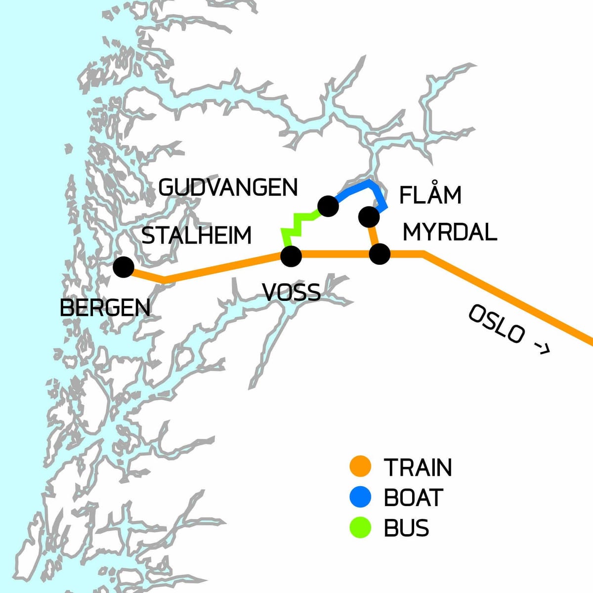 Žemėlapis Norvegija trumpai