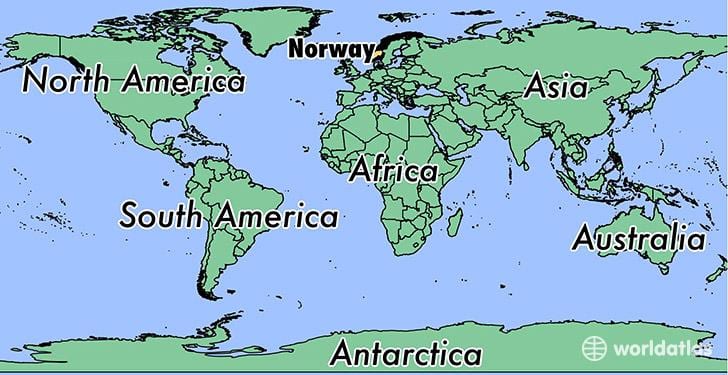 Žemėlapis Norvegija vietą pasaulyje 