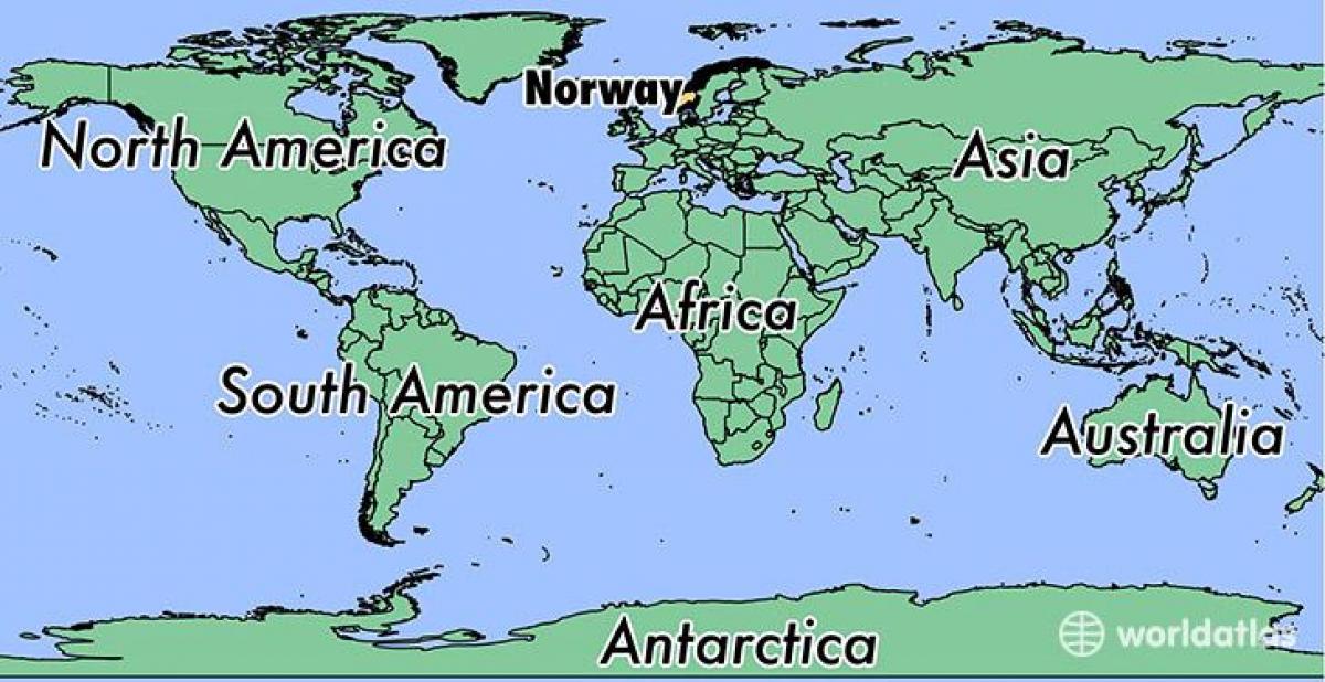 Žemėlapis Norvegija vietą pasaulyje 