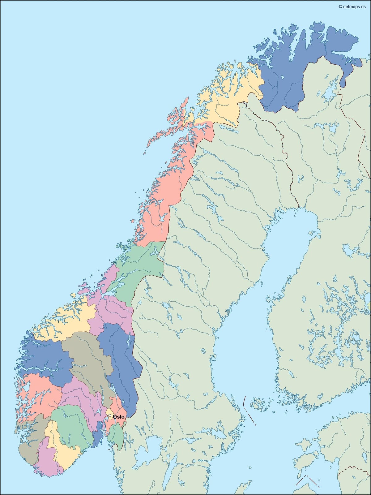 Žemėlapis Norvegija vektorius
