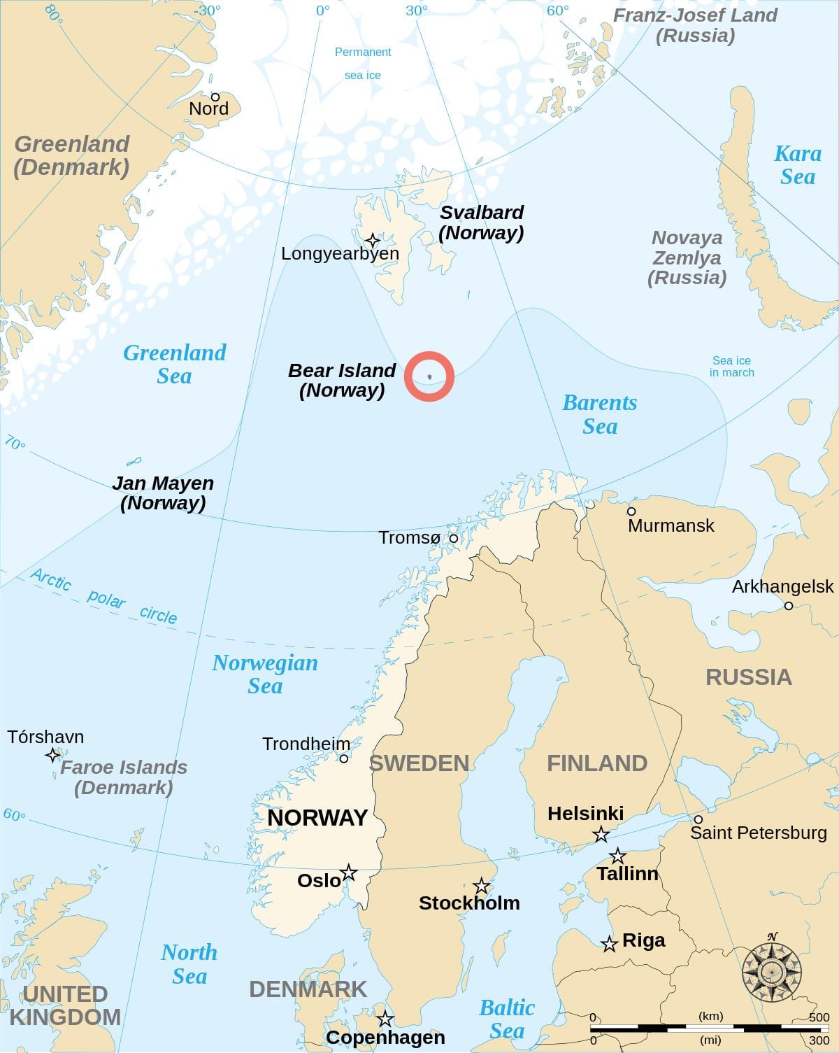 Žemėlapis Norvegijos salos 