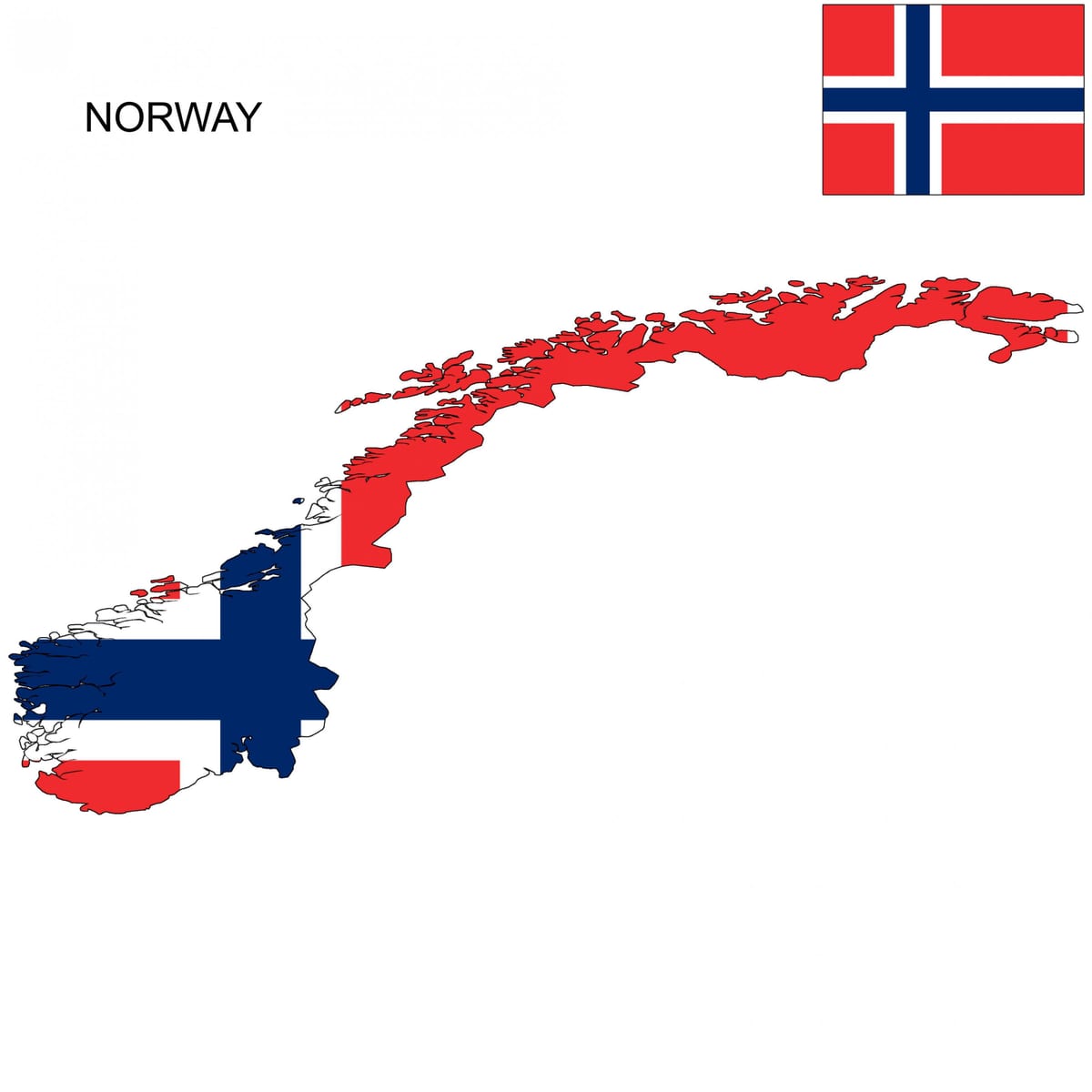 Norvegijos žemėlapis, vėliava