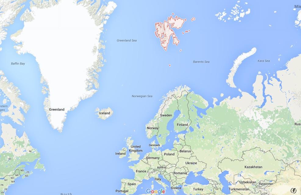 špicbergeno Norvegijos žemėlapis