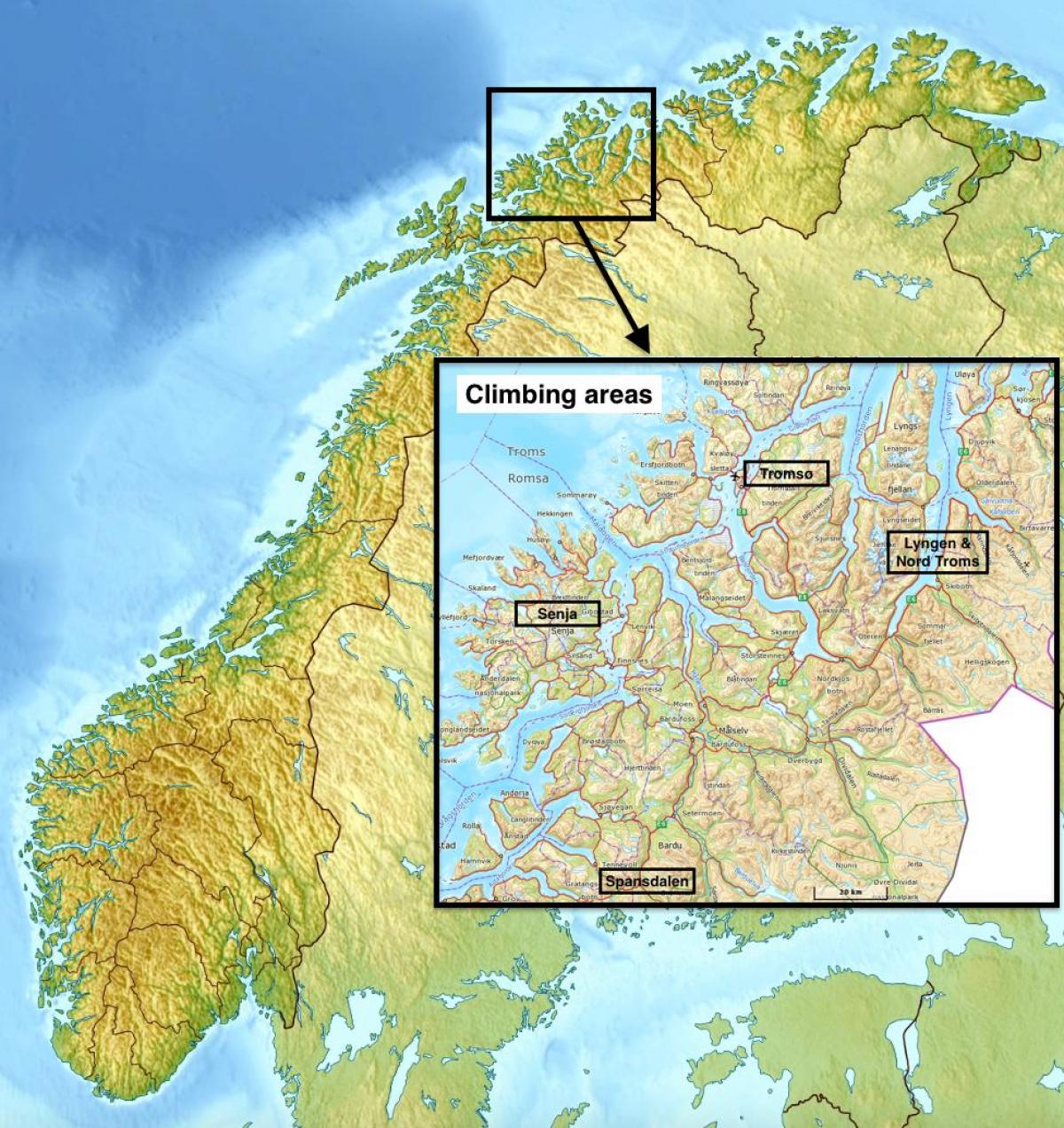 tromsø Norvegija žemėlapyje