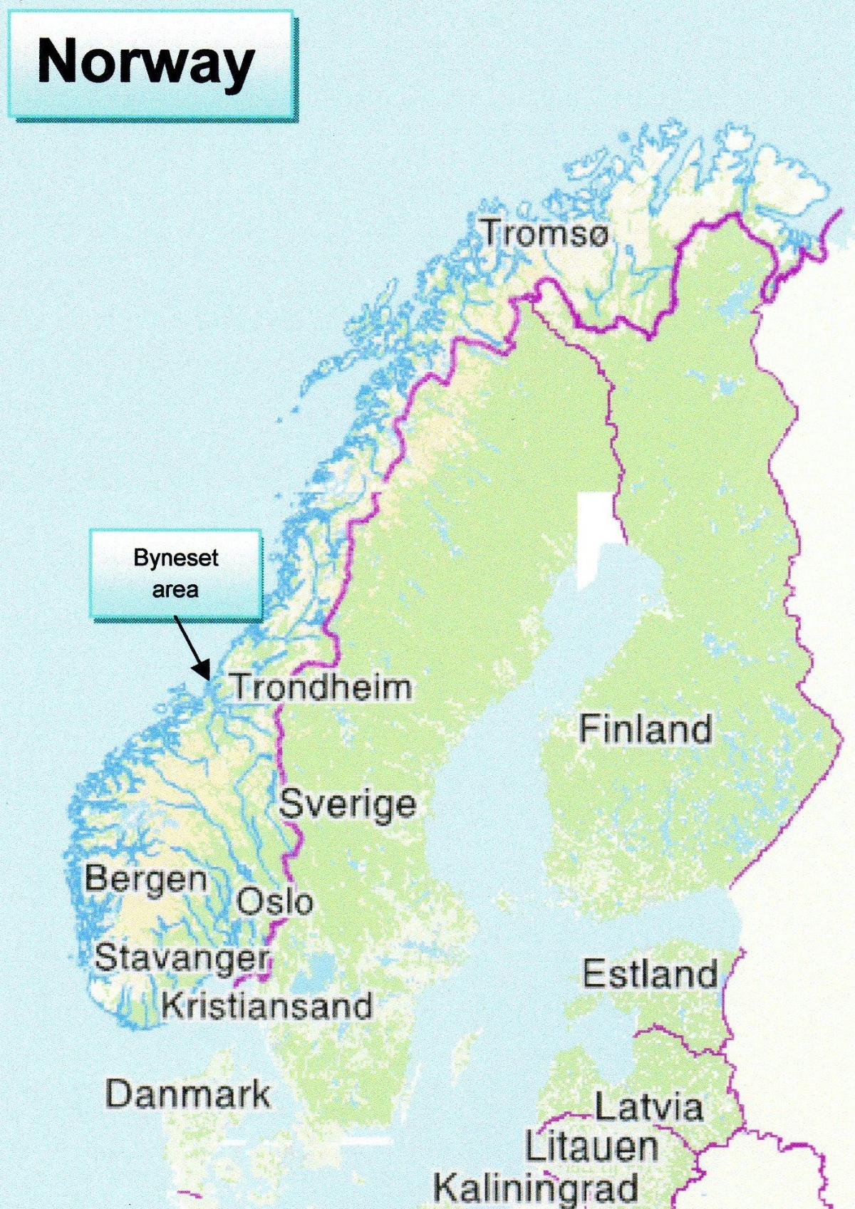 Žemėlapis trondheim Norvegija