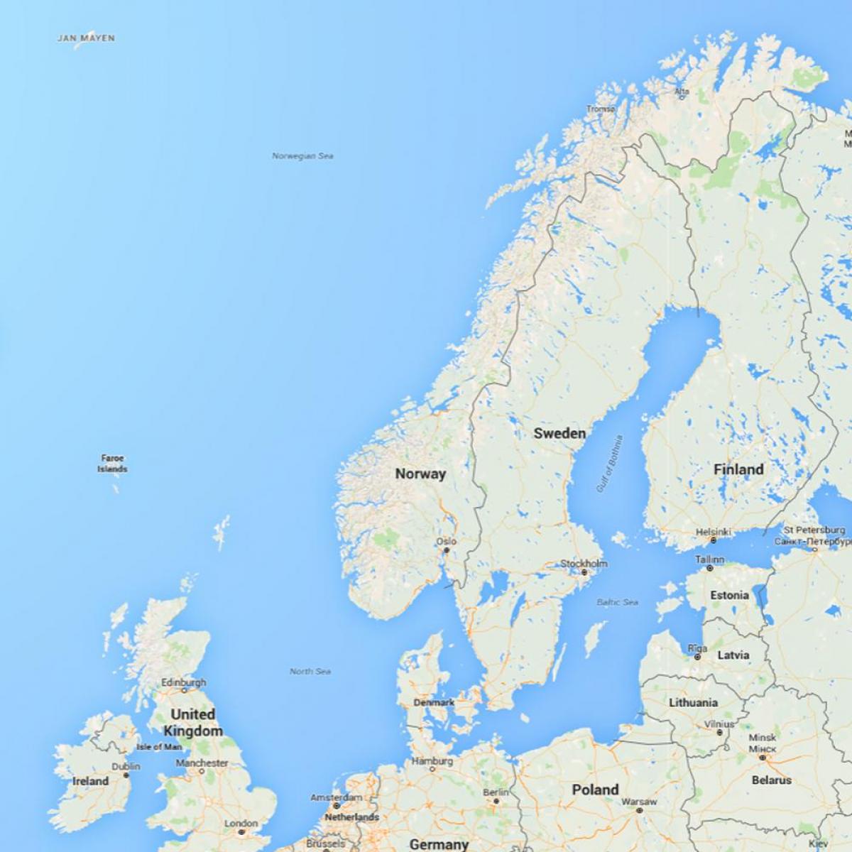 žemėlapis norvegija Norvegija