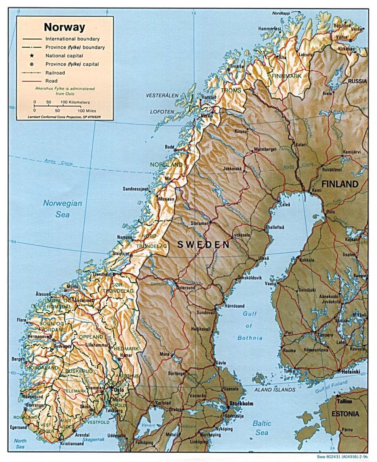 detalus planas Norvegijoje su miestų