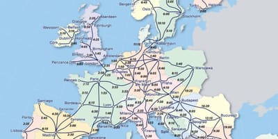 Žemėlapis eurail Norvegija