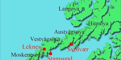 Lofoteno Norvegijos žemėlapis
