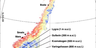 Norvegija temperatūros žemėlapis