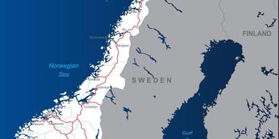Mokamus kelius, Norvegija žemėlapyje
