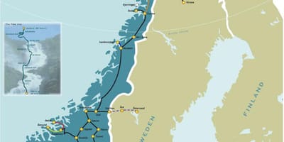 Norvegijos geležinkelių žemėlapis