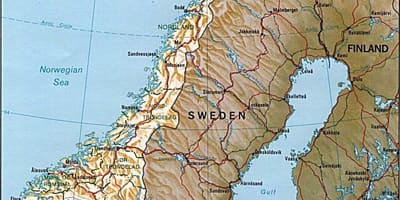 Žemėlapis Norvegijos kalnus