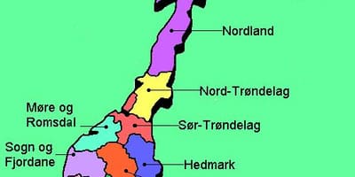 Žemėlapis Norvegijos nacionalinius turizmo maršrutus 